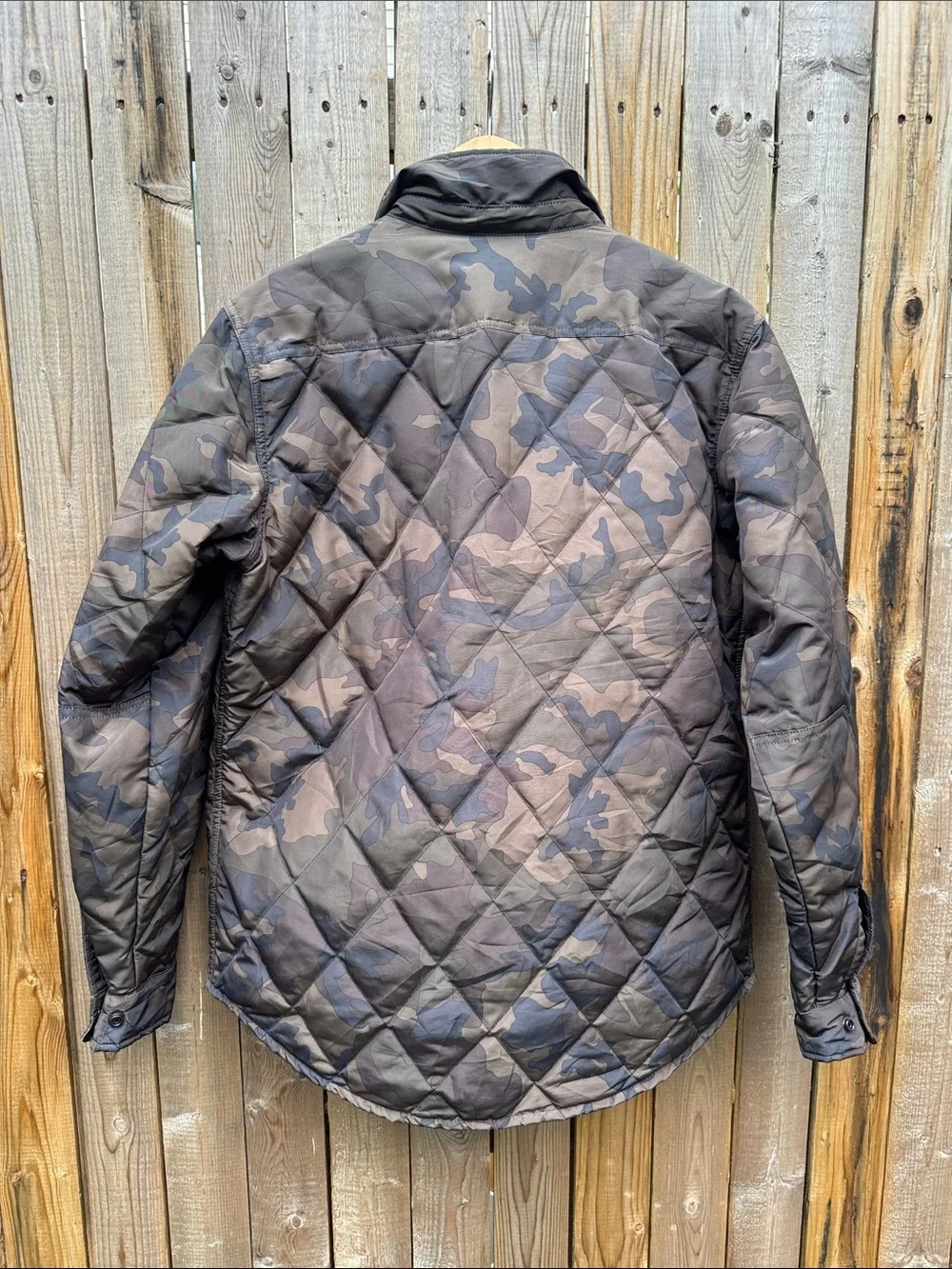 Quilted Camouflage Button-Front Jacket - Brown/Tan